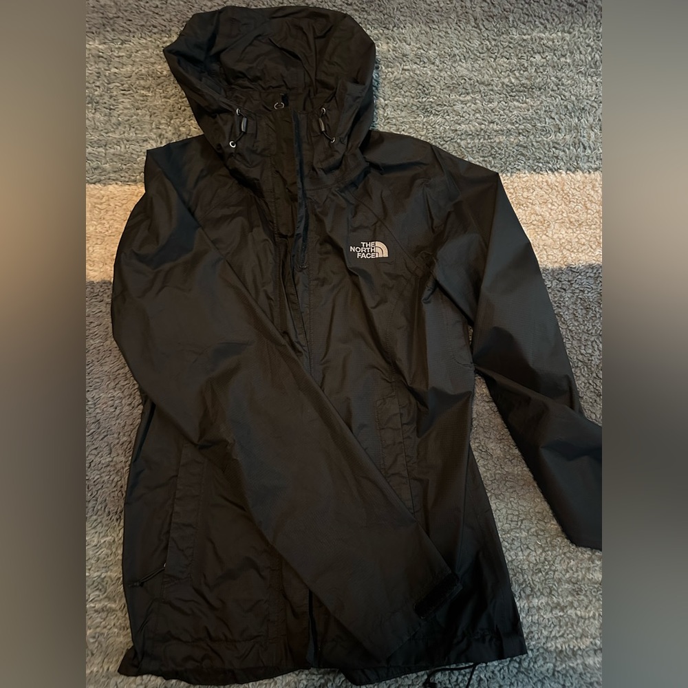 Black north face rain jacket